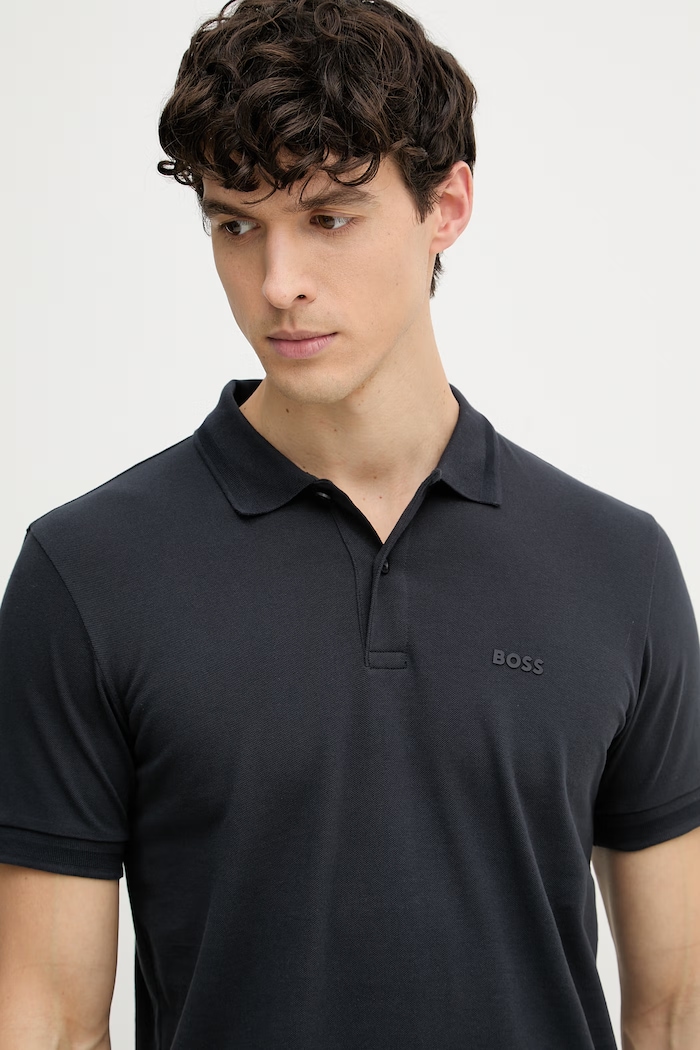 BOSS Green polo masculin din bumbac Pio 1 bleumarin 50554574