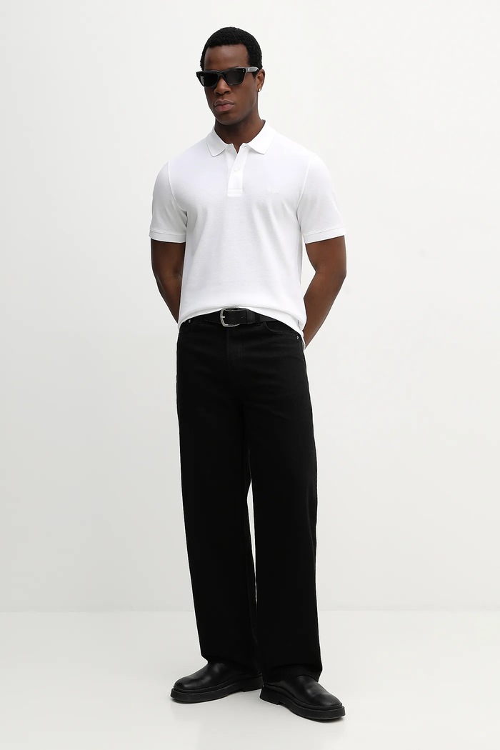 BOSS polo tričko pánske bavlnené Pallas 50553564 biela SS26