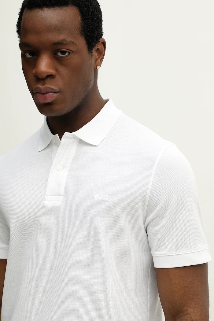 BOSS polo tričko pánske bavlnené Pallas biela 50553564