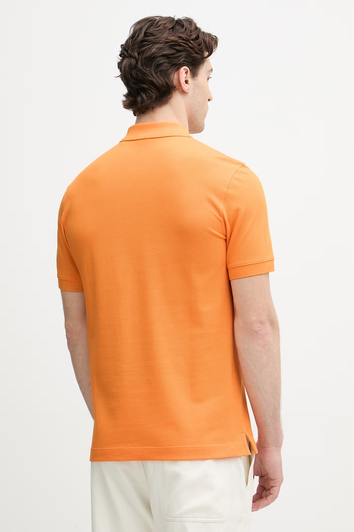 Oblačila BOSS Polo majica moška bombažna Pallas 50553564 oranžna