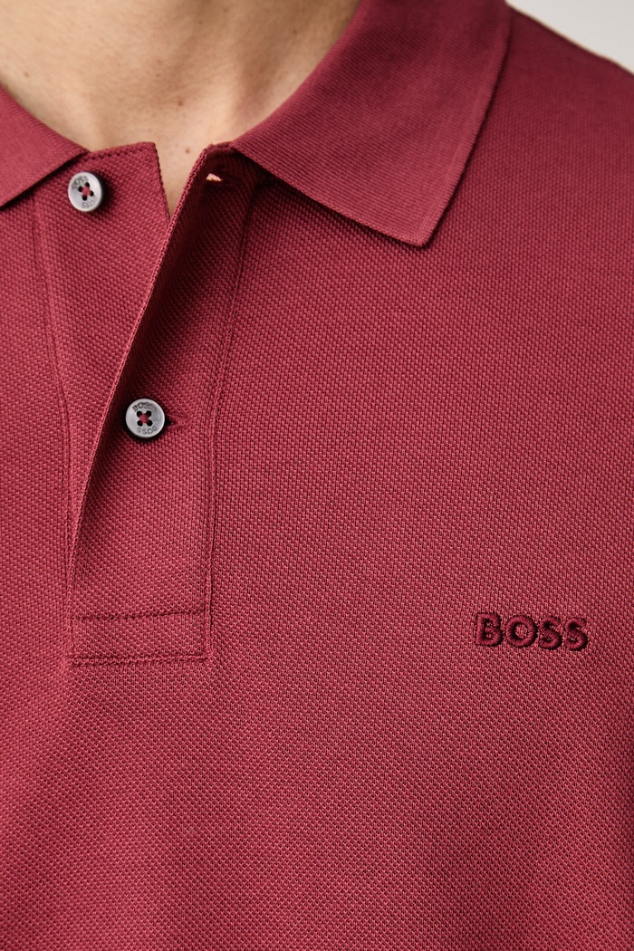 BOSS πόλο ανδρικό βαμβακερό Pallas 50553564 κόκκινο