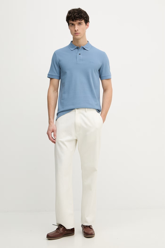 BOSS Polo majica moška bombažna Pallas 50553564 modra SS26