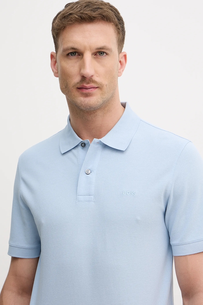 BOSS polo bărbătesc din bumbac Pallas albastru 50553564
