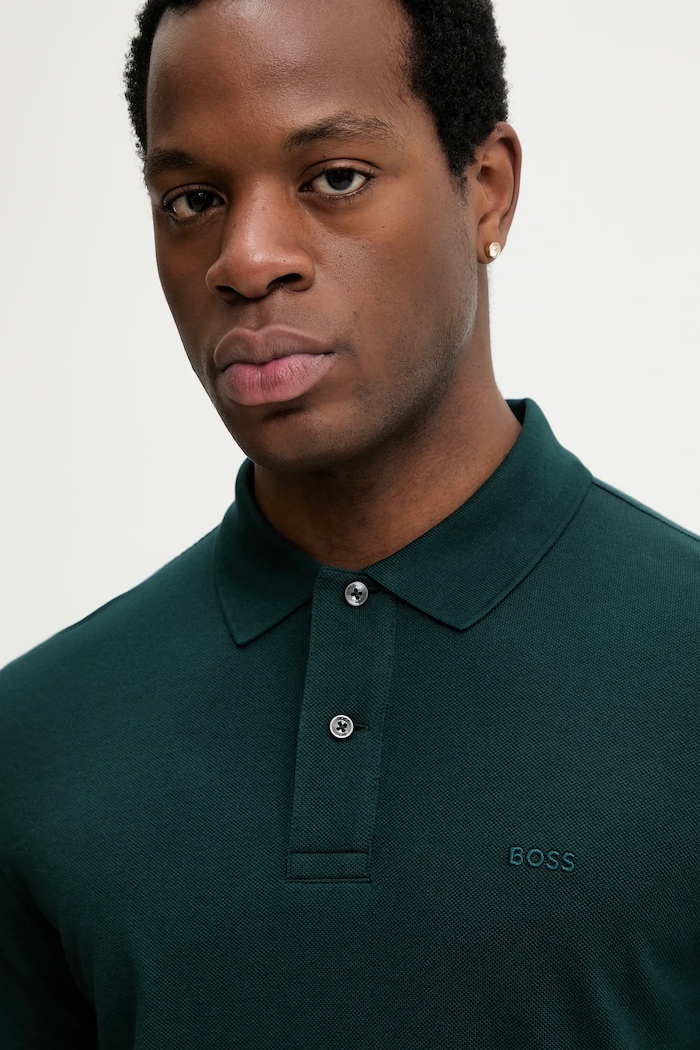 BOSS polo bărbătesc bumbac Pallas verde 50553564