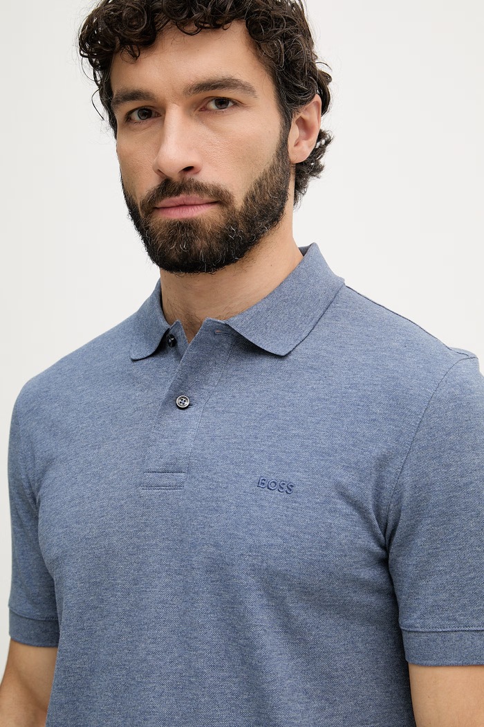 BOSS polo męskie bawełniane Pallas niebieski 50553564