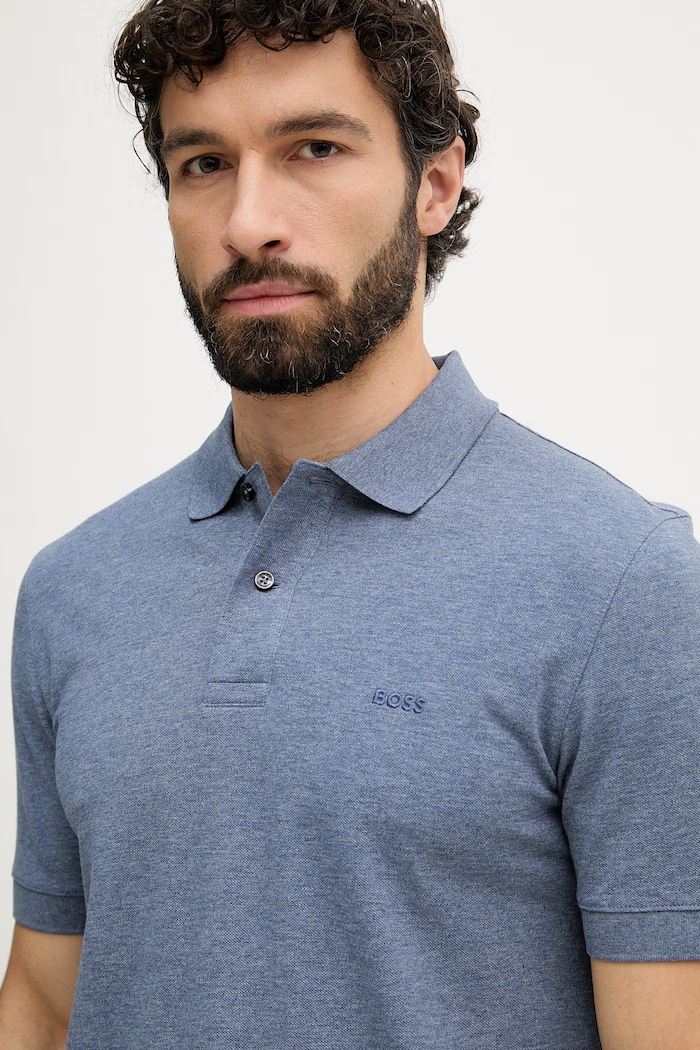 BOSS polo bărbătesc din bumbac Pallas albastru 50553564