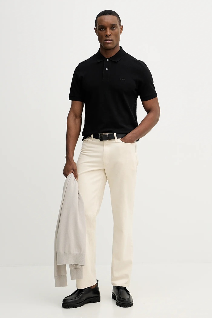 BOSS polo pánské bavlněné Pallas 50553564 černá SS26