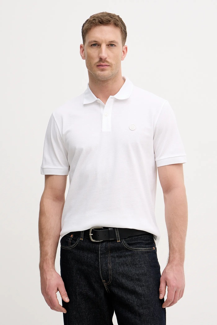 BOSS polo majica moška bombažna C-Parris 98 Bombaž bela 50555300