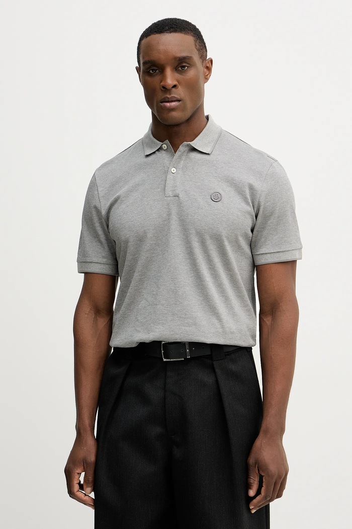 BOSS polo majica moška bombažna C-Parris 98 Bombaž siva 50555300