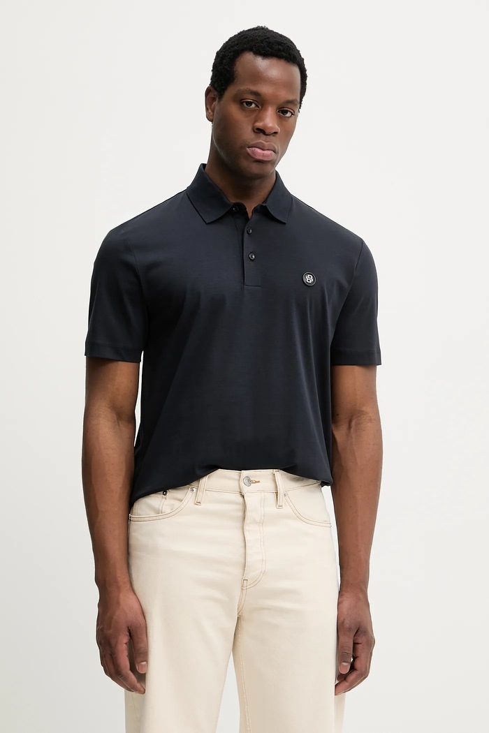 Bavlnené polo tričko BOSS C-Parris 01 jednofarebný tmavomodrá 50555829