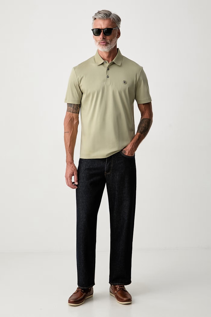 BOSS T-shirt męski bawełniany C-Parris 01 50555829 zielony SS26