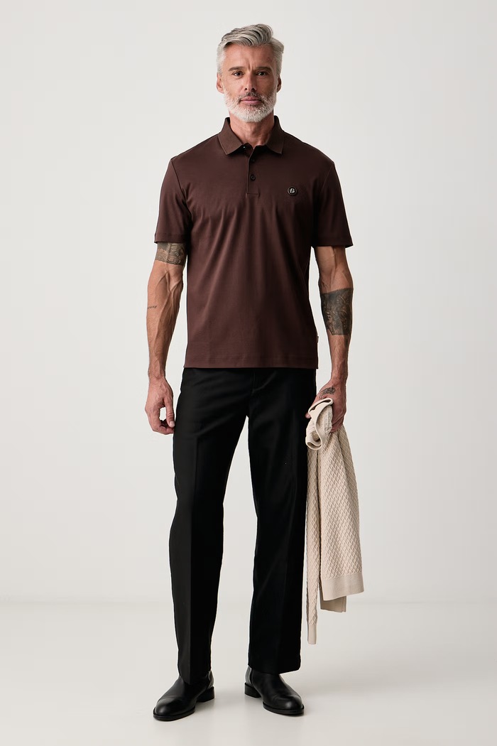 BOSS T-shirt męski bawełniany C-Parris 01 50555829 brązowy SS26