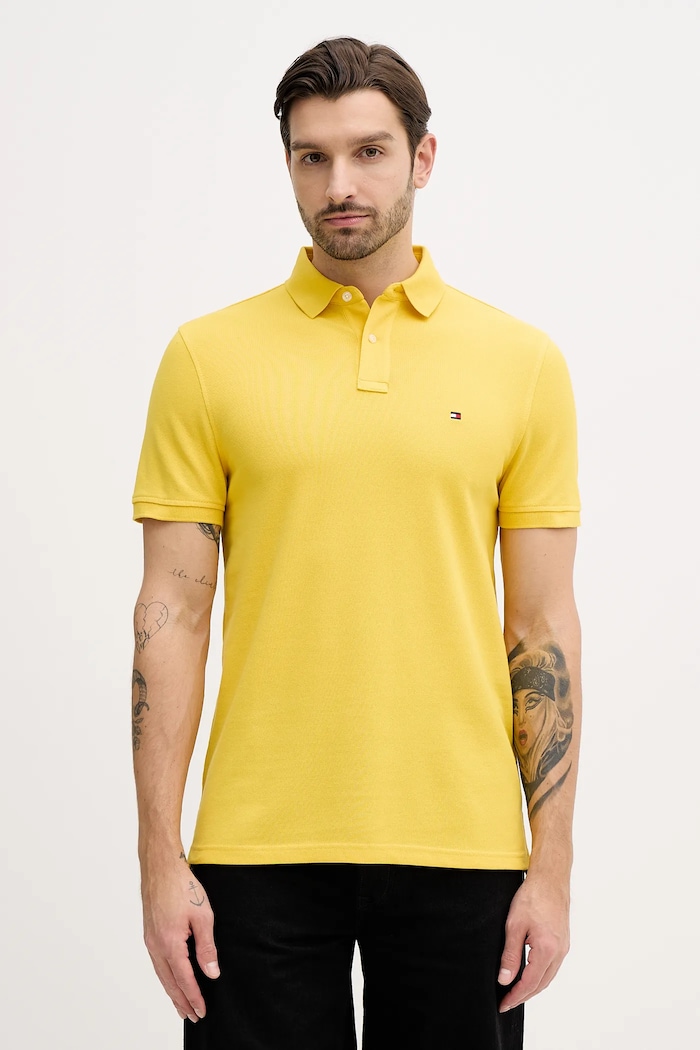 Tommy Hilfiger polo tričko pánske bavlnené s elastanom regular žltá MW0MW17770.