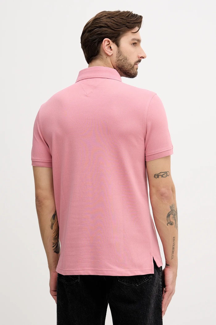 Oblečenie Tommy Hilfiger polo tričko pánske bavlnené s elastanom MW0MW17770. ružová