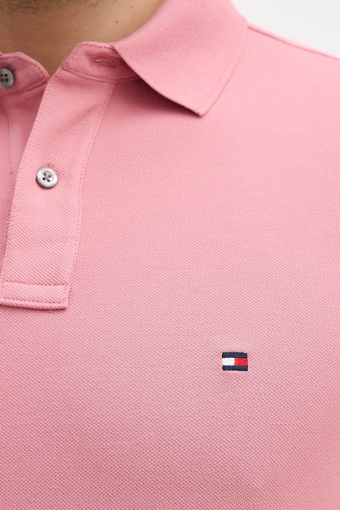 Tommy Hilfiger polo tričko pánske bavlnené s elastanom MW0MW17770. ružová