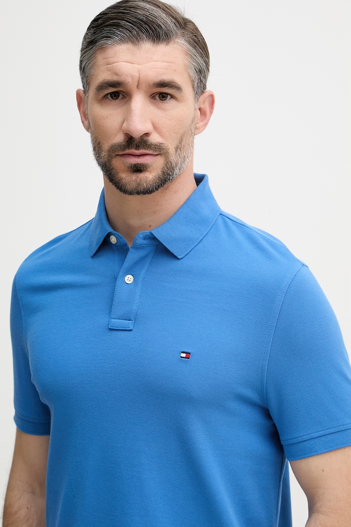 Tommy Hilfiger polo tričko pánske bavlnené s elastanom modrá MW0MW17770.