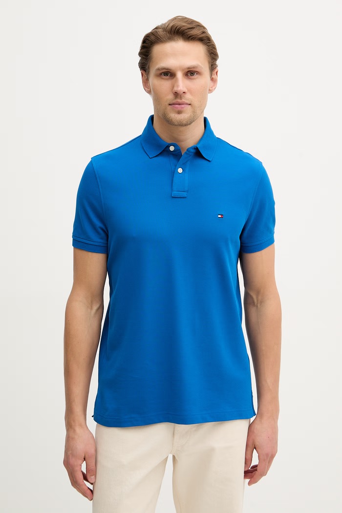 Tommy Hilfiger polo tričko pánske bavlnené s elastanom regular modrá MW0MW17770.