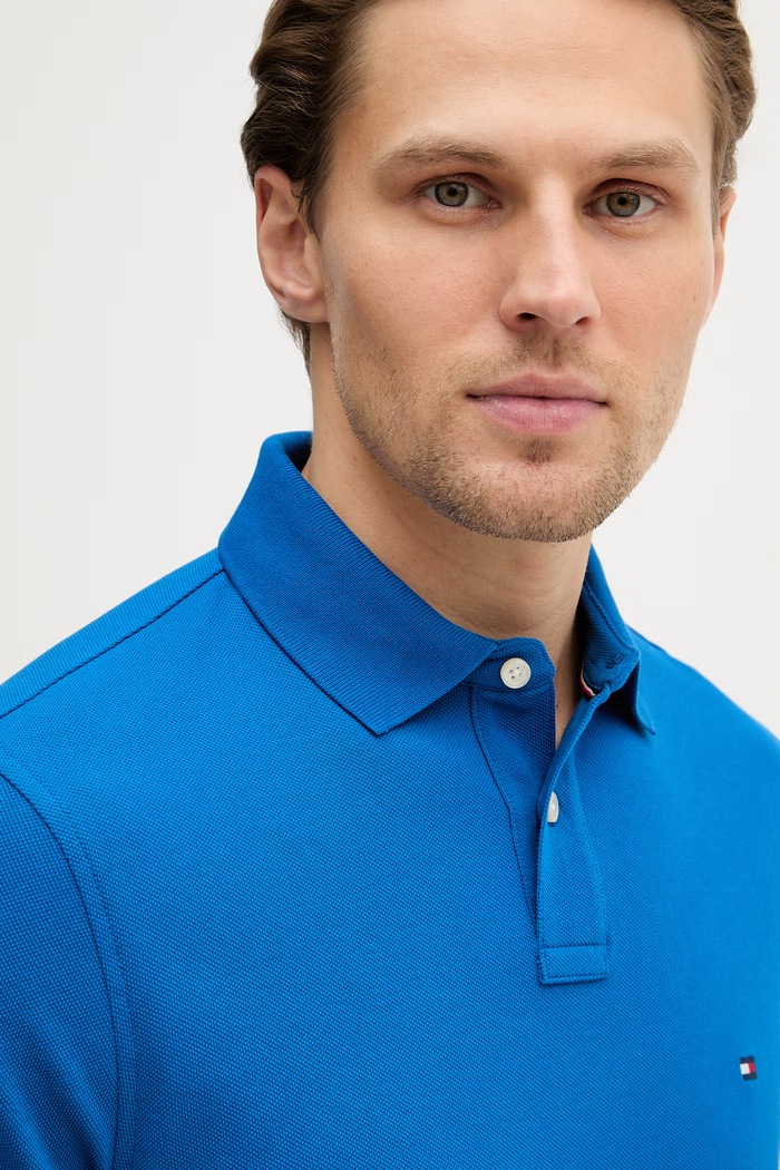 Tommy Hilfiger polo tričko pánske bavlnené s elastanom modrá MW0MW17770.