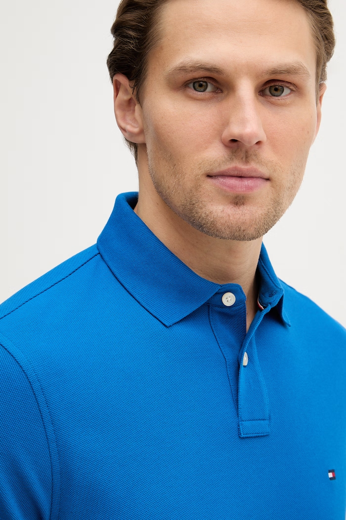 Tommy Hilfiger polo tričko pánske bavlnené s elastanom modrá MW0MW17770.