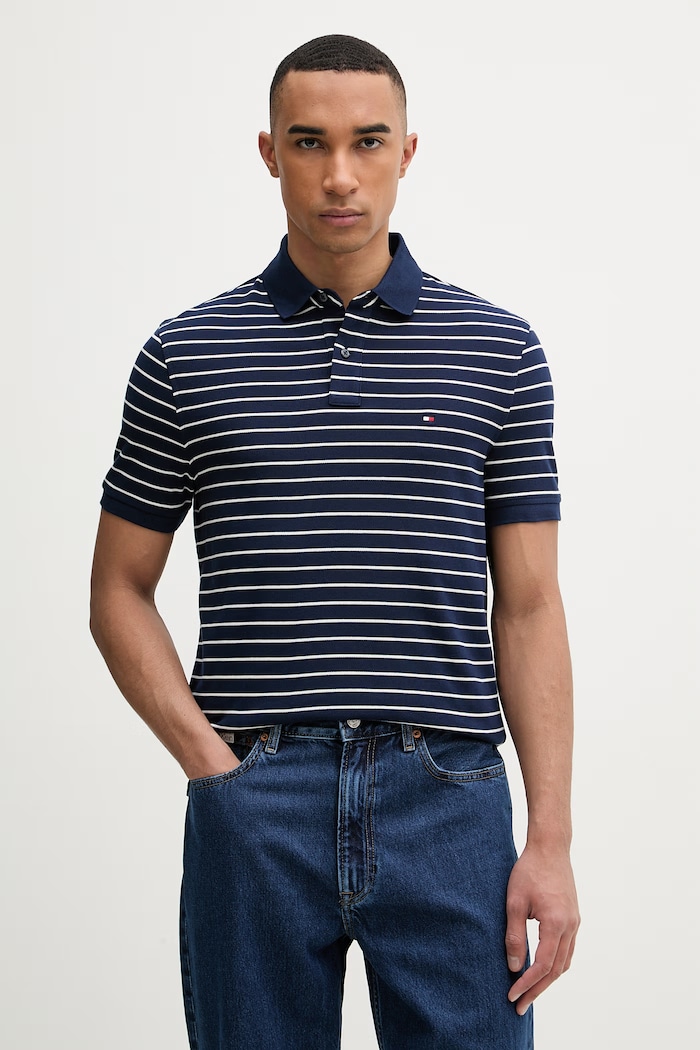Tommy Hilfiger polo tričko pánske bavlnené s elastanom tmavomodrá MW0MW17770.