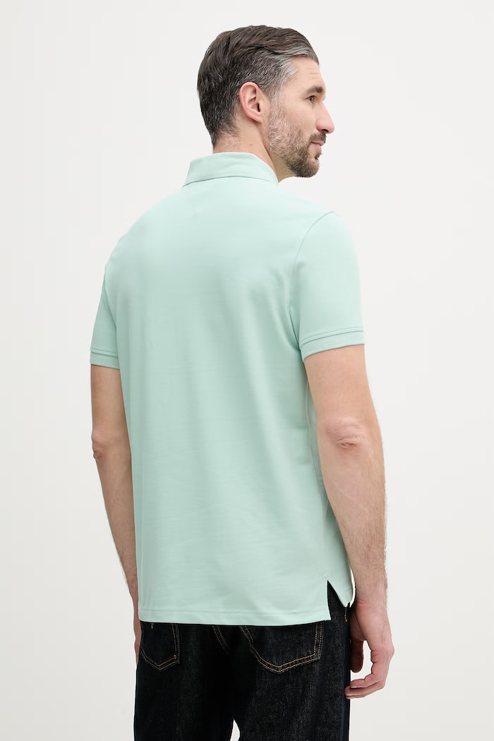 Oblečenie Tommy Hilfiger polo tričko pánske bavlnené s elastanom MW0MW17770. tyrkysová