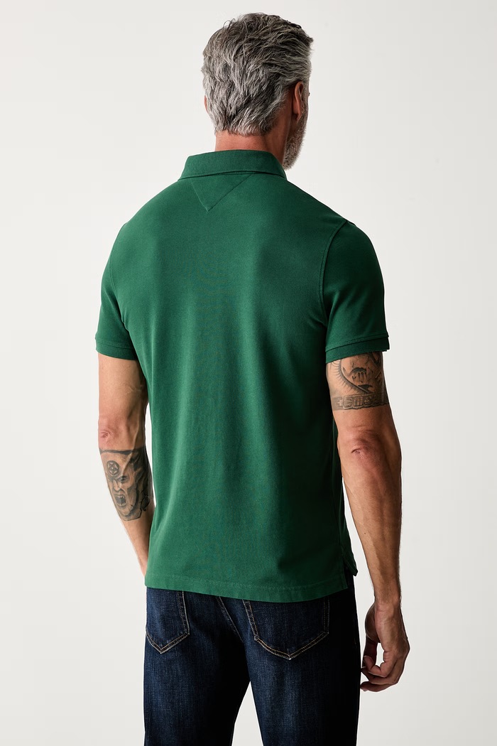 Odzież Tommy Hilfiger polo męskie bawełniane z elastanem MW0MW17770. zielony