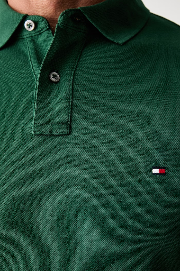 Tommy Hilfiger polo męskie bawełniane z elastanem MW0MW17770. zielony