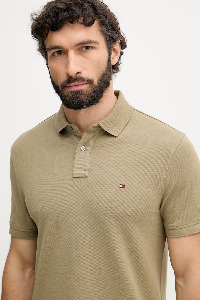 Tommy Hilfiger polo bărbați din bumbac cu elastan verde MW0MW17770.