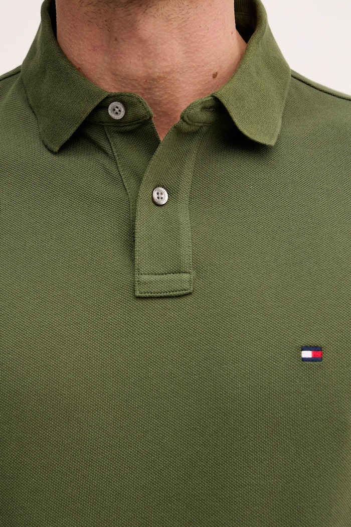 Tommy Hilfiger polo tričko pánske bavlnené s elastanom MW0MW17770. zelená