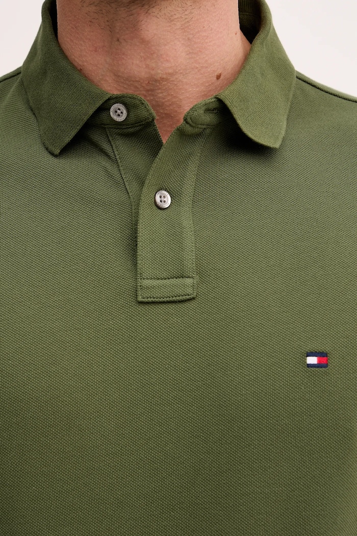 Tommy Hilfiger polo tričko pánske bavlnené s elastanom MW0MW17770. zelená