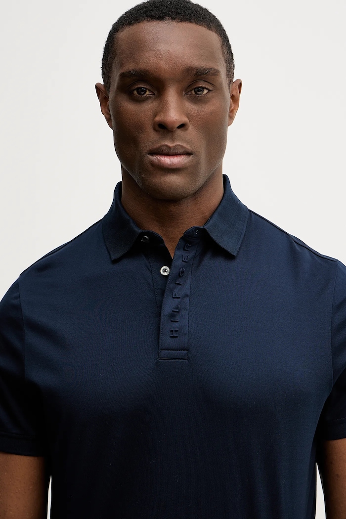 Bombažen polo Tommy Hilfiger mornarsko modra MW0MW41611