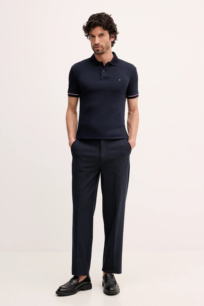Βαμβακερό μπλουζάκι πόλο Tommy Hilfiger MW0MW41612 σκούρο μπλε SS26