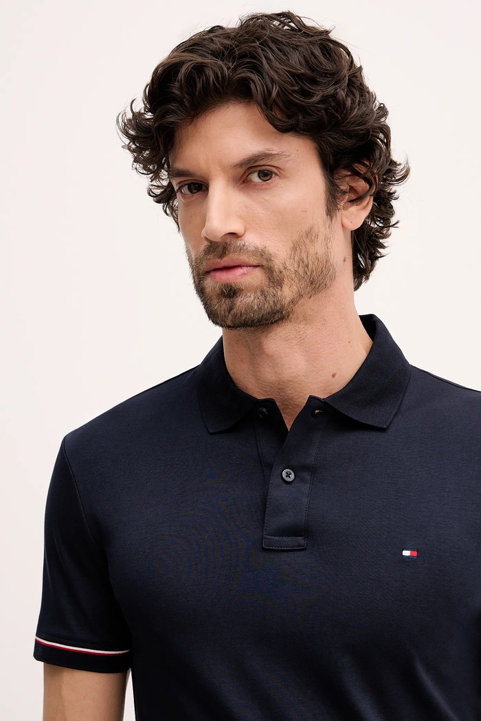 Βαμβακερό μπλουζάκι πόλο Tommy Hilfiger σκούρο μπλε MW0MW41612