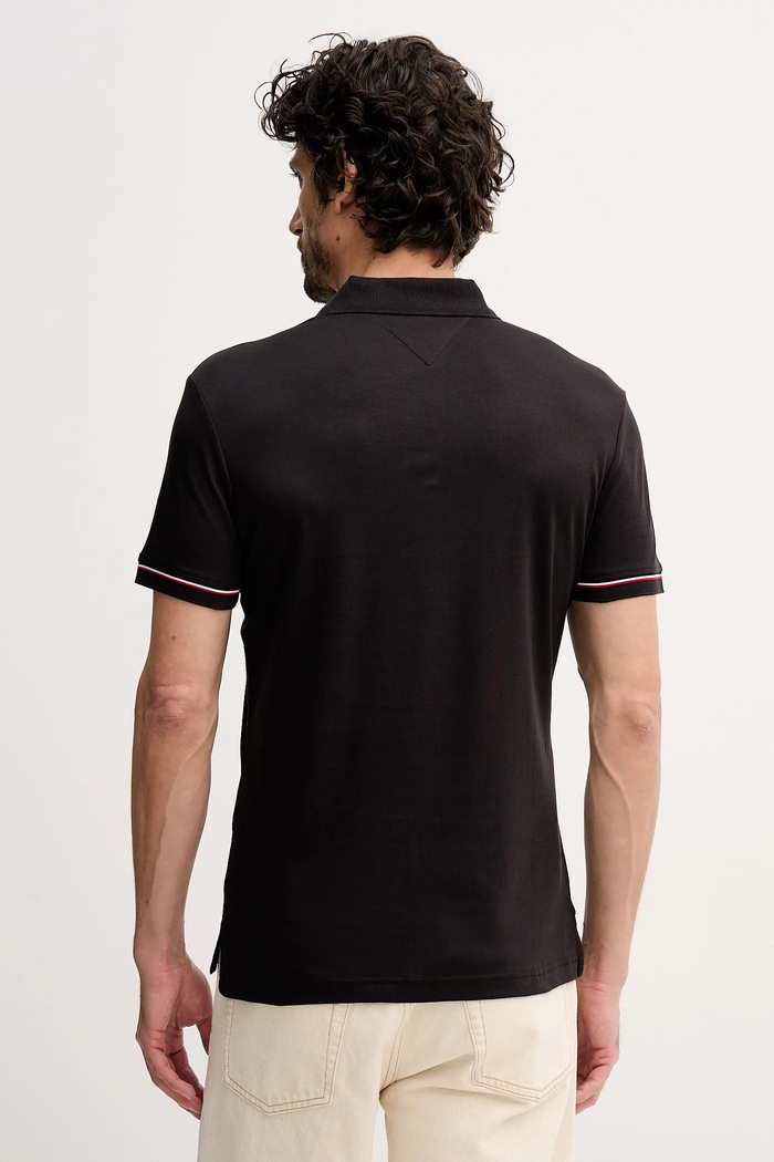 Ρούχα Βαμβακερό μπλουζάκι πόλο Tommy Hilfiger MW0MW41612 μαύρο