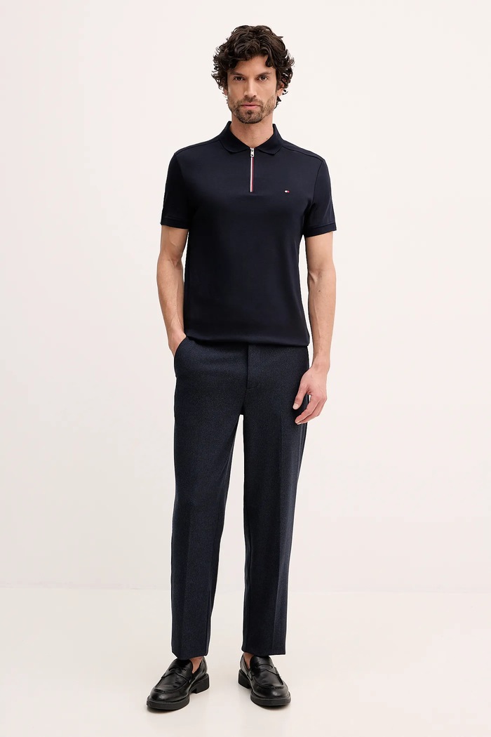 Βαμβακερό μπλουζάκι πόλο Tommy Hilfiger MW0MW41613 σκούρο μπλε SS26