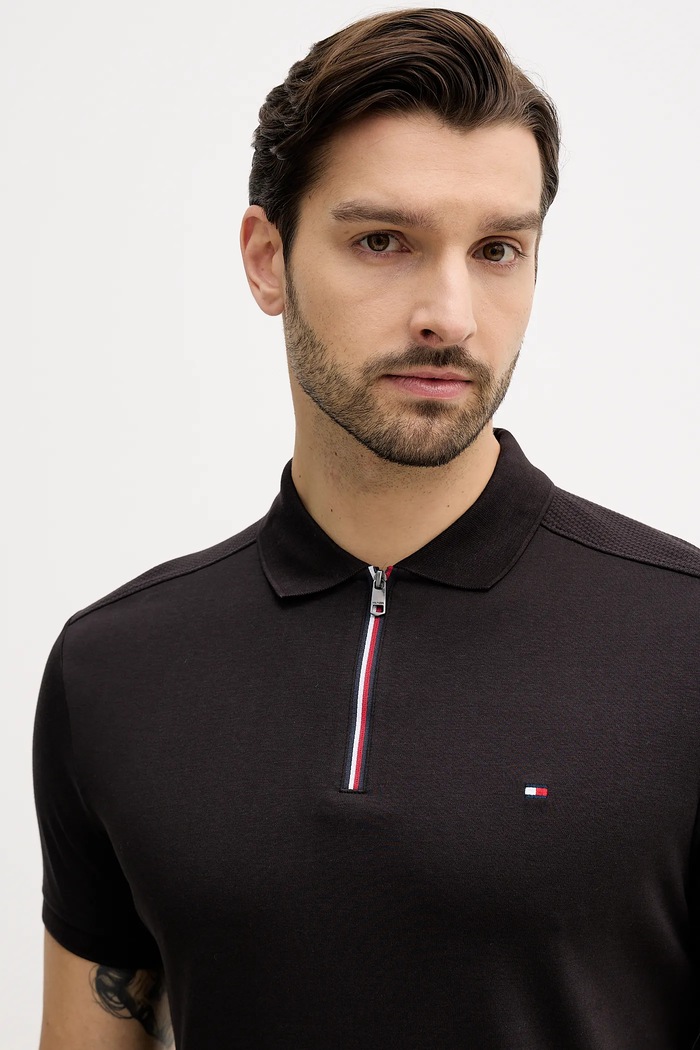 Tommy Hilfiger pamut póló fekete MW0MW41613