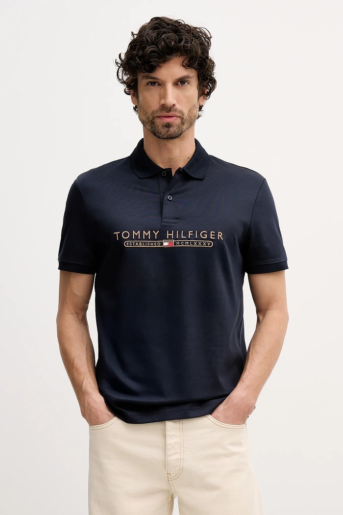 Polo tričko Tommy Hilfiger nášivka námořnická modř MW0MW41615