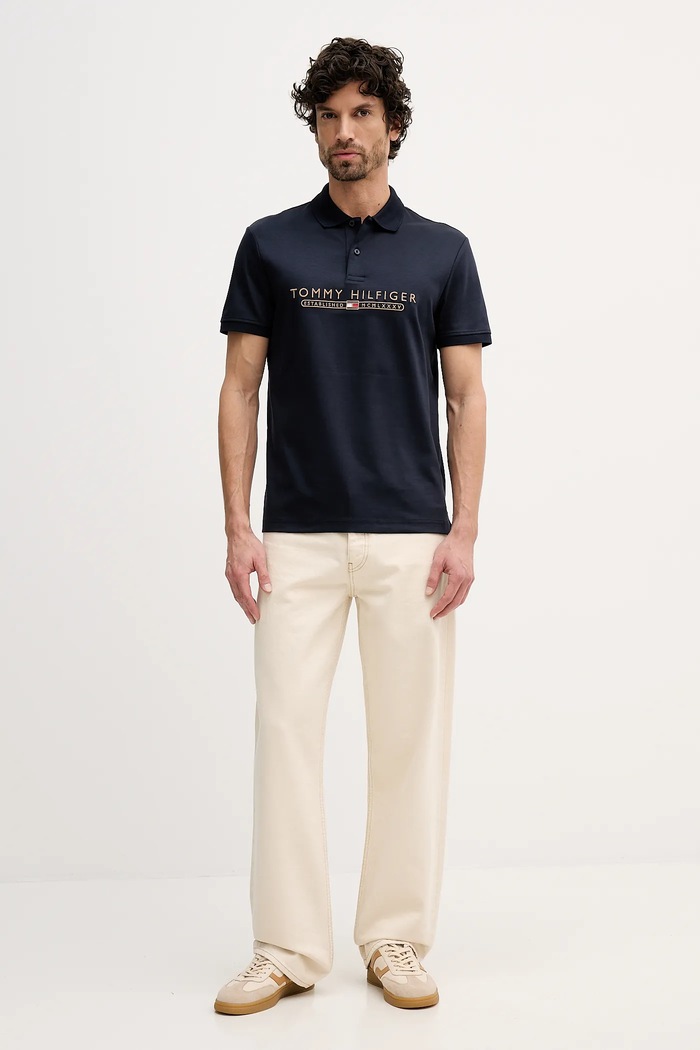 Polo tričko Tommy Hilfiger MW0MW41615 námořnická modř SS26