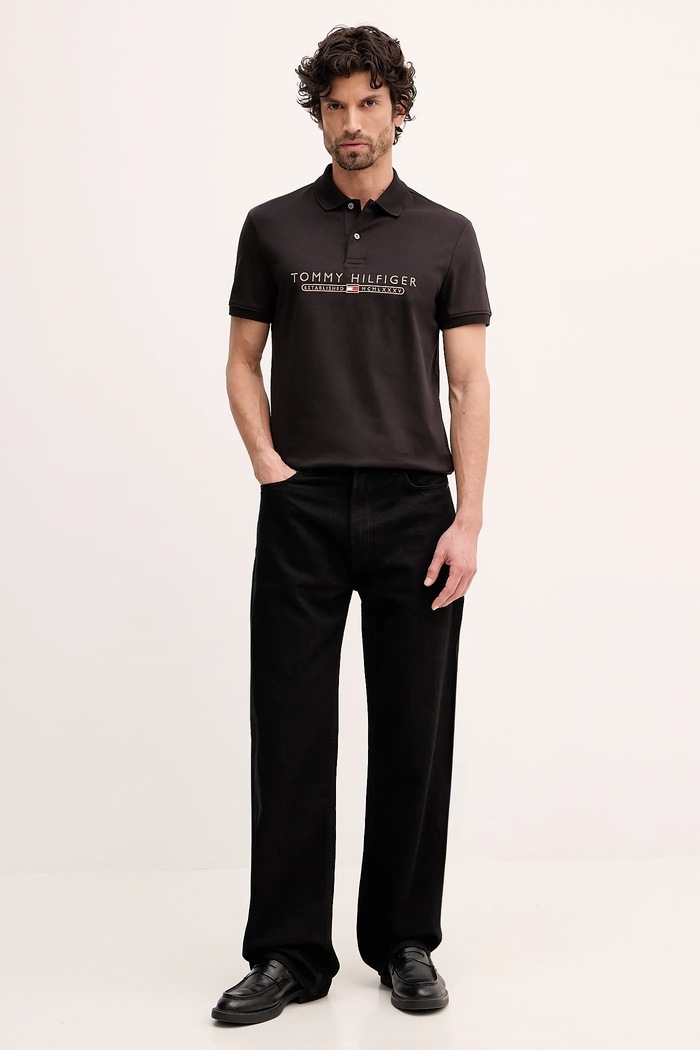Πόλο Tommy Hilfiger MW0MW41615 μαύρο SS26