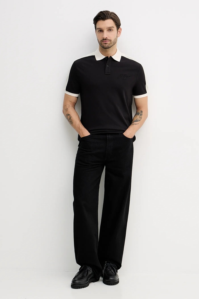 Tommy Hilfiger tricou polo MW0MW41622 negru SS26