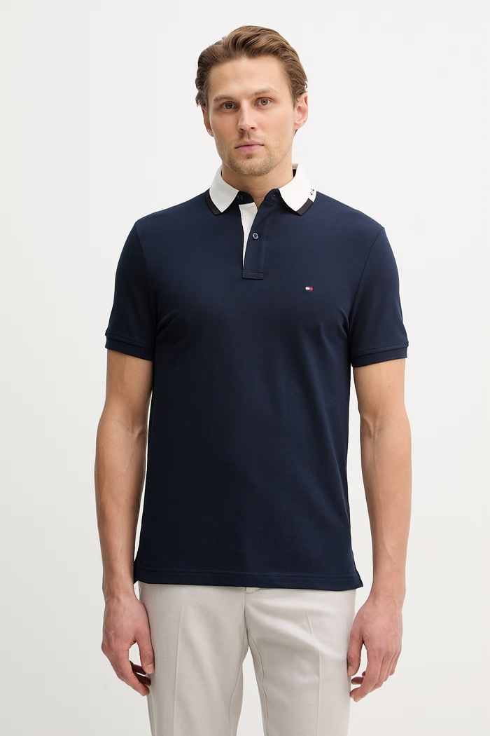 Polo majica Tommy Hilfiger bez uzorka mornarsko plava MW0MW41605