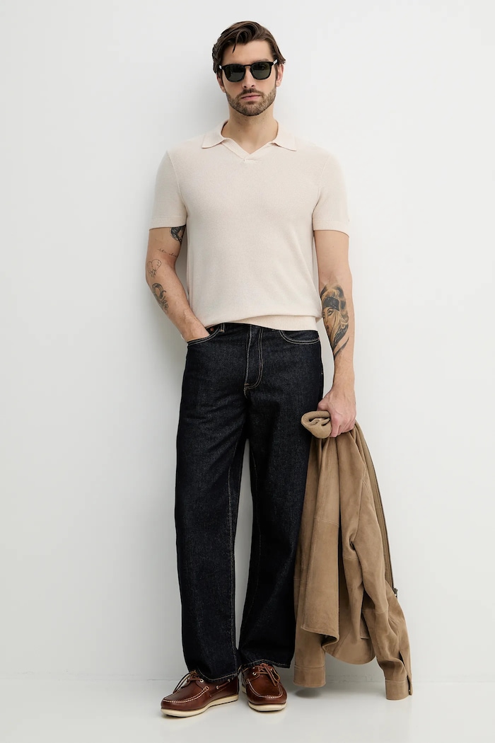 Πόλο Tommy Hilfiger MW0MW41823 μπεζ SS26