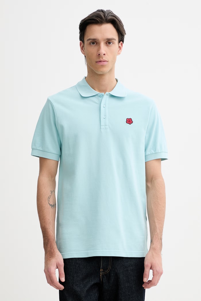 Bavlnené polo tričko Kenzo slim tyrkysová FF65PO1534PU