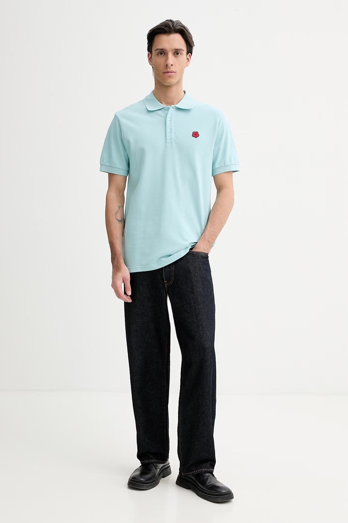 Bavlnené polo tričko Kenzo FF65PO1534PU tyrkysová SS26
