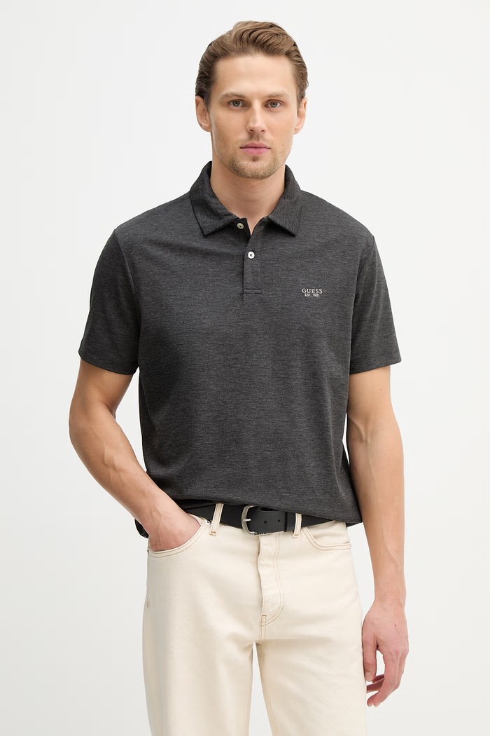 Polo tričko Guess HEATHER nášivka šedá M6RP03.KD501
