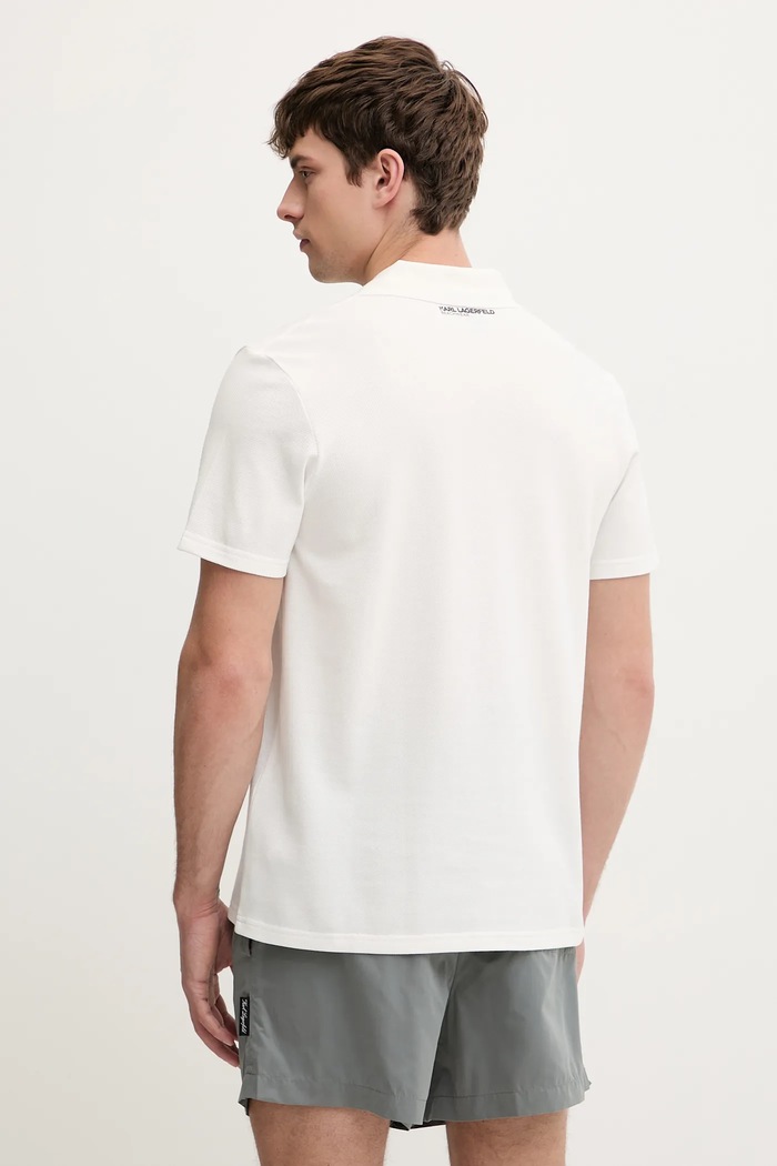 Bavlnené polo tričko Karl Lagerfeld KL METAL B1M46013 béžová SS26