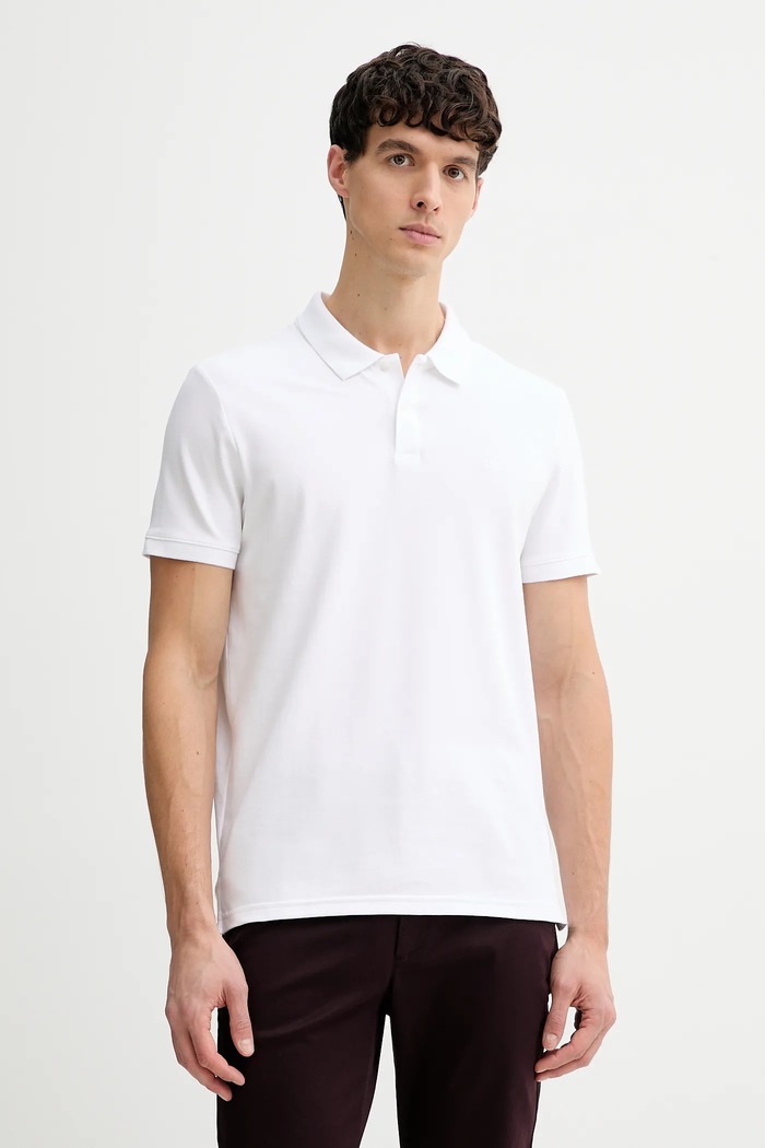 Calvin Klein polo pánské s bavlnou slim bílá LV04LC254G