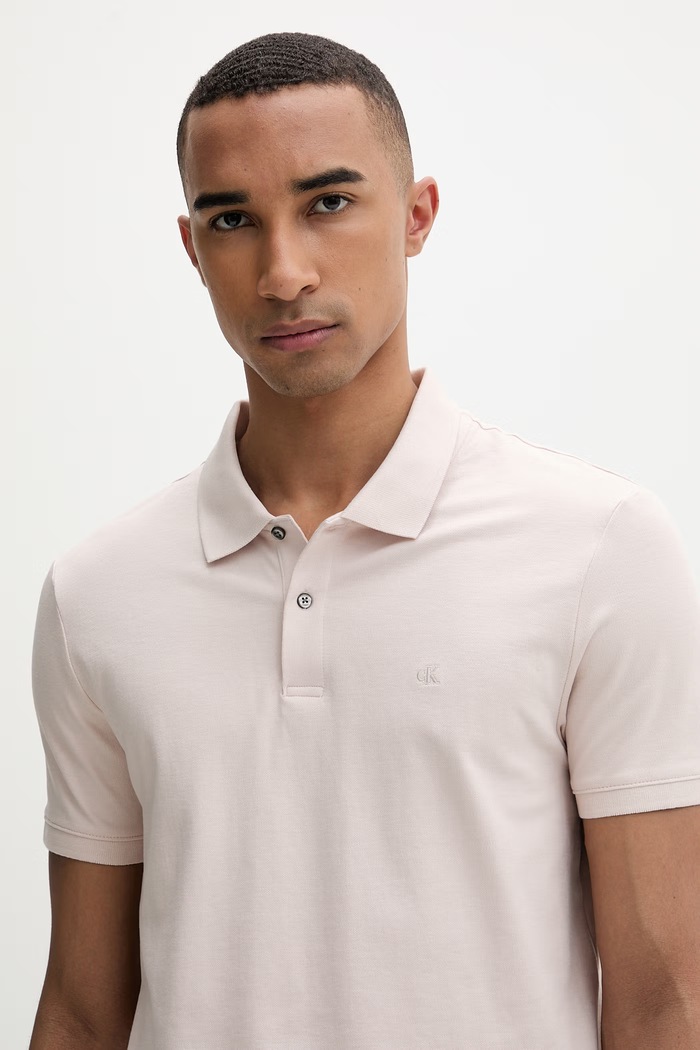 Calvin Klein polo pánské s bavlnou růžová LV04LC254G