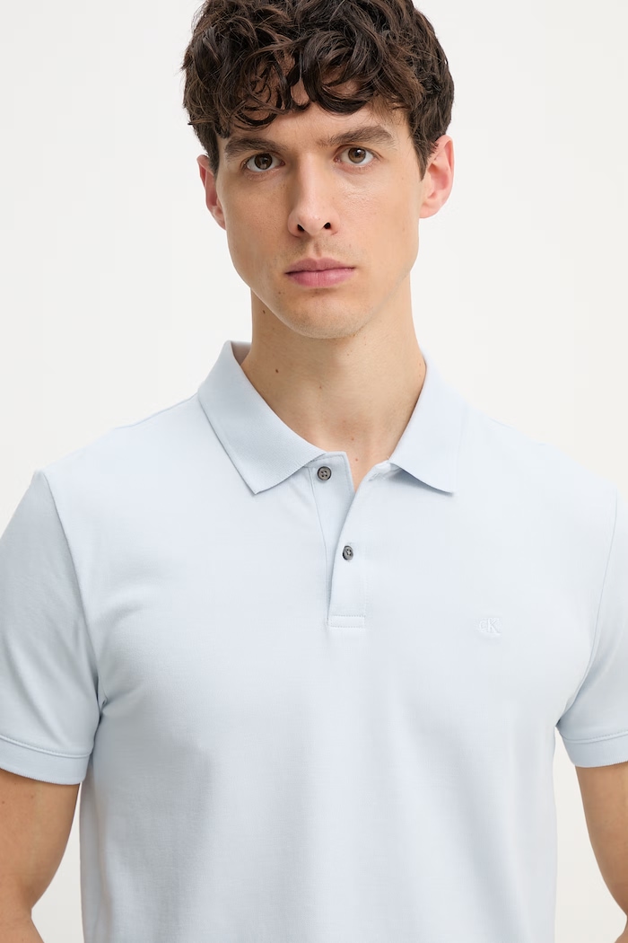 Calvin Klein polo męskie z bawełną niebieski LV04LC254G