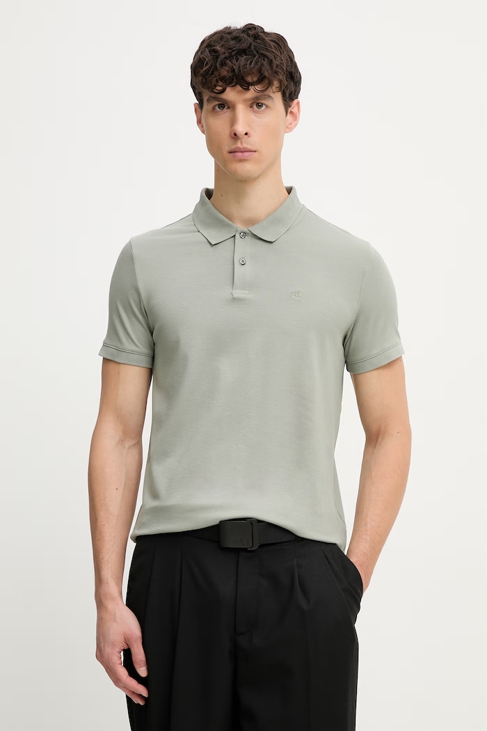Calvin Klein polo męskie z bawełną zielony LV04LC254G